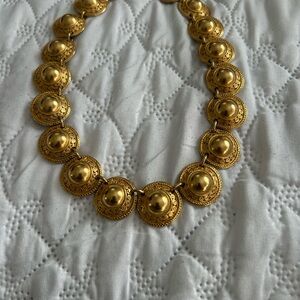 Gold Tone Dome Medallion Link Necklace - Women Jewelry